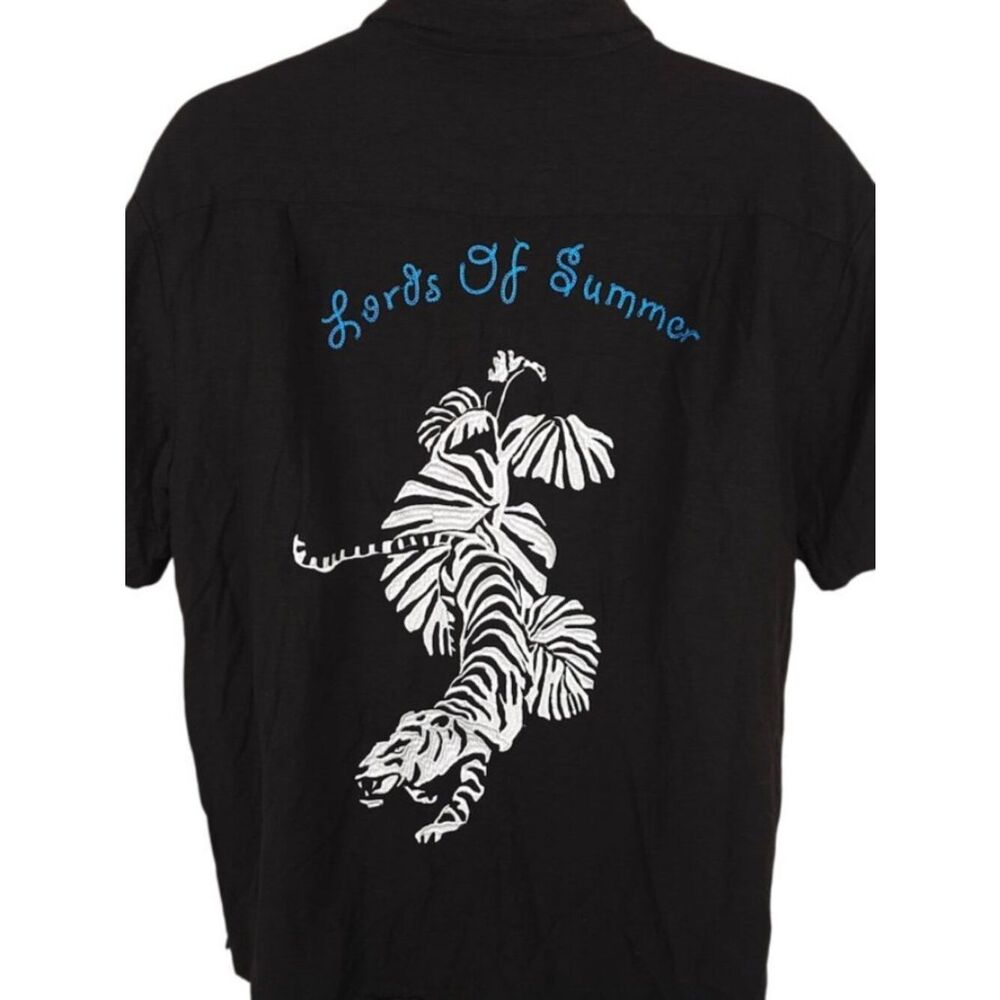 Double Rainbouu Shirt Mens Size XL Black Lords Of Summer Linen Blend Bowling